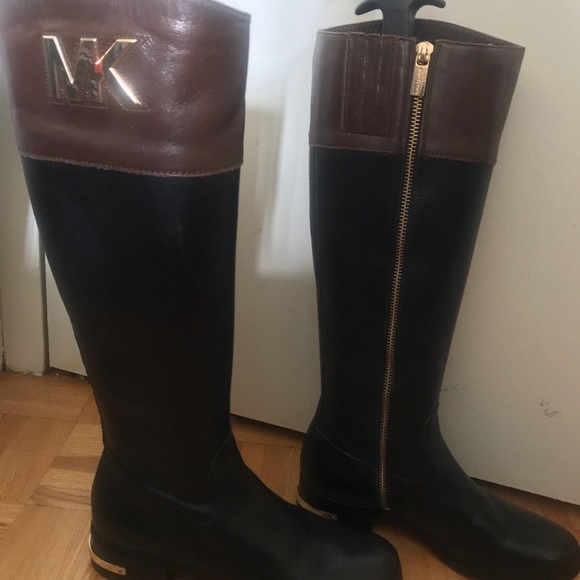 Michael Kors Hayley Black Brown Flat Riding Boots - Size 5 / 35 M - Picture 4 of 12